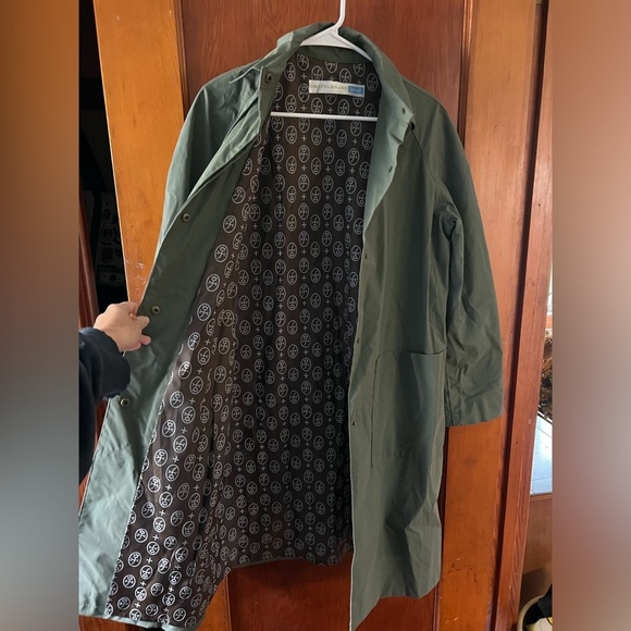 Castelbajac Designer PVC Long Olive Green Rain Jacket - Picture 3 of 5